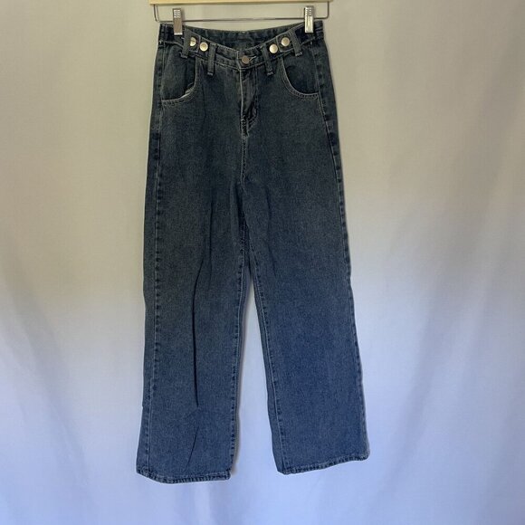Vintage High-Waisted Wide Leg Jeans style casual pockets summery - Picture 1 of 4